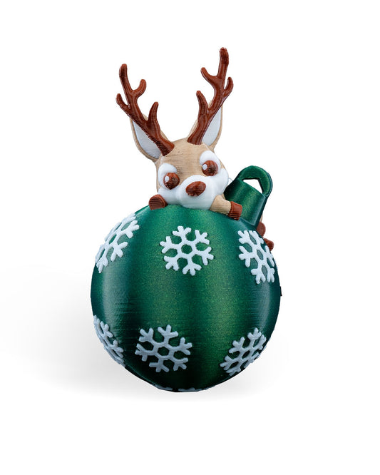 Pallina Con Renna - Decorazione Albero